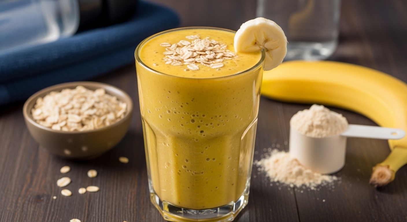 Vitamina de Banana, Aveia e Whey (Pré-Treino): Clássico Energético