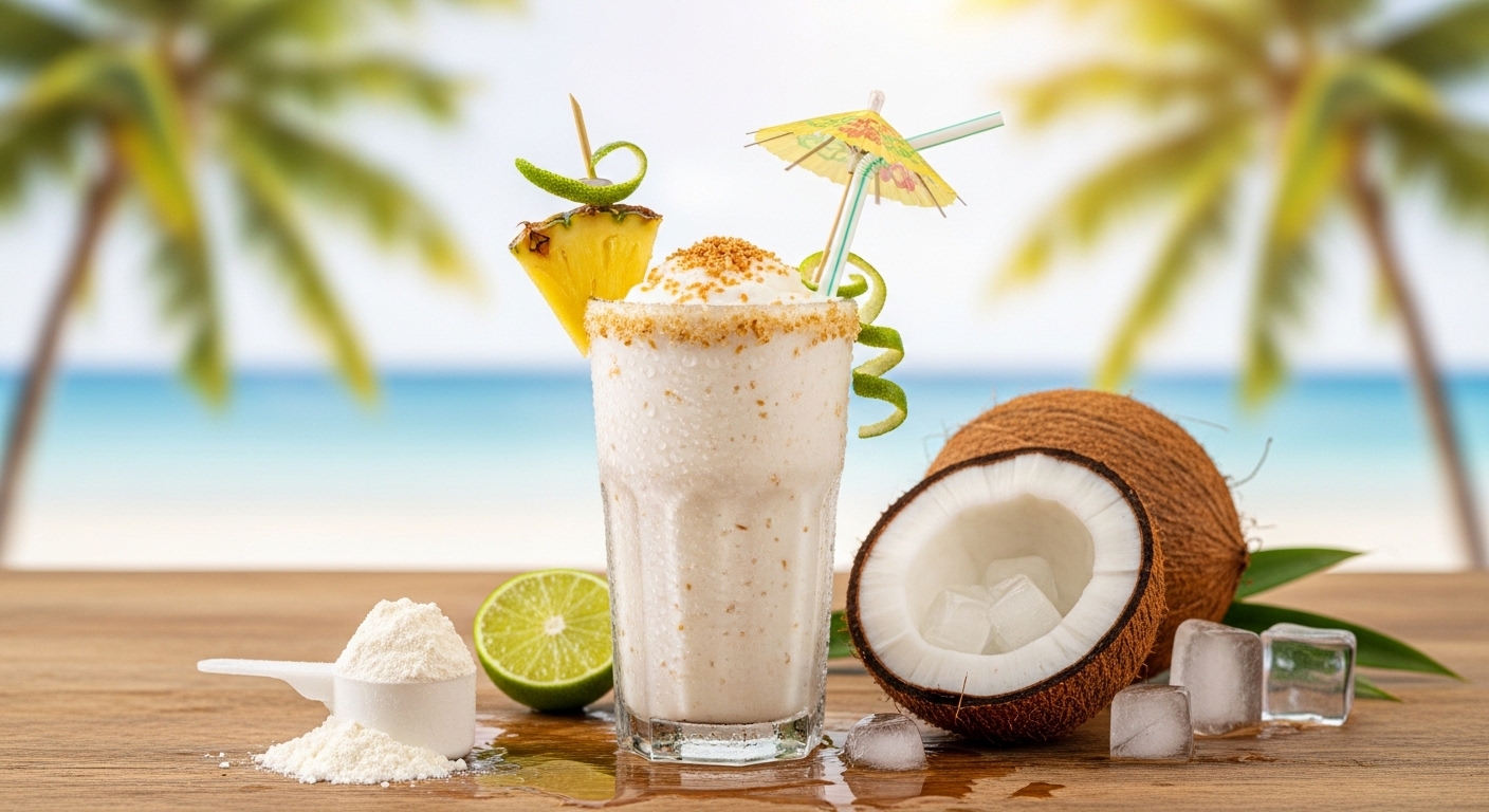 Shake de Coco e Whey (Pós-Treino): Tropical e Refrescante