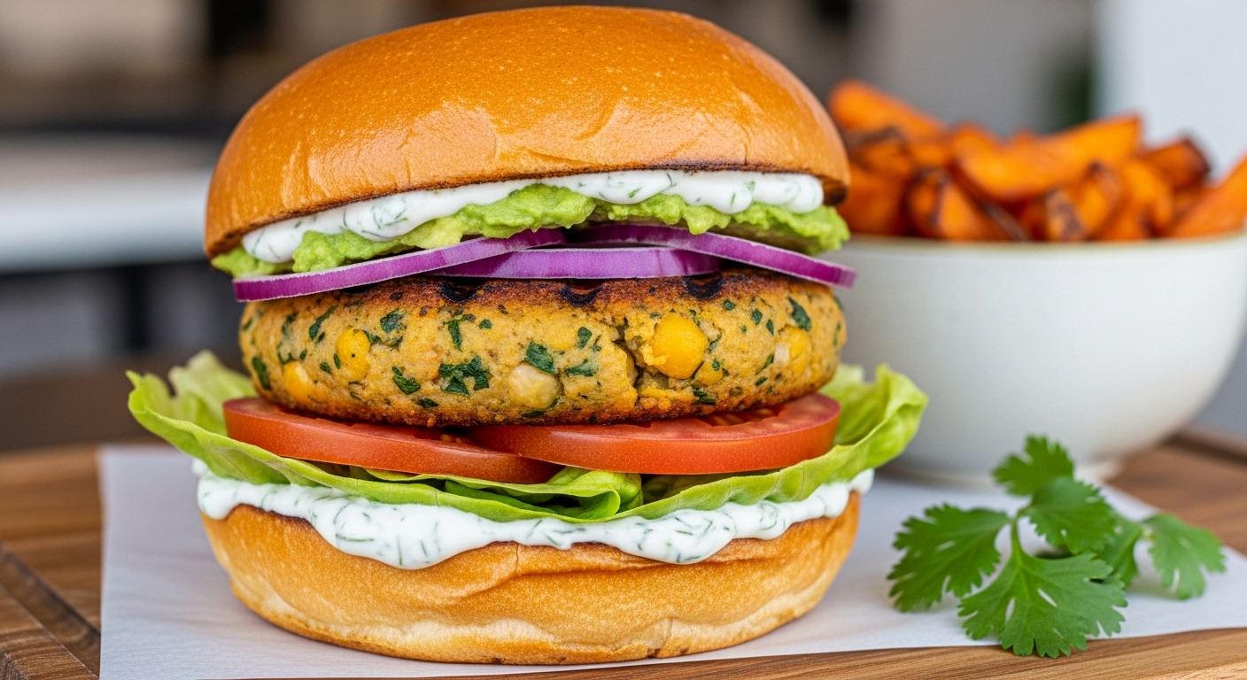 Hambúrguer Vegetariano de Grão-de-Bico