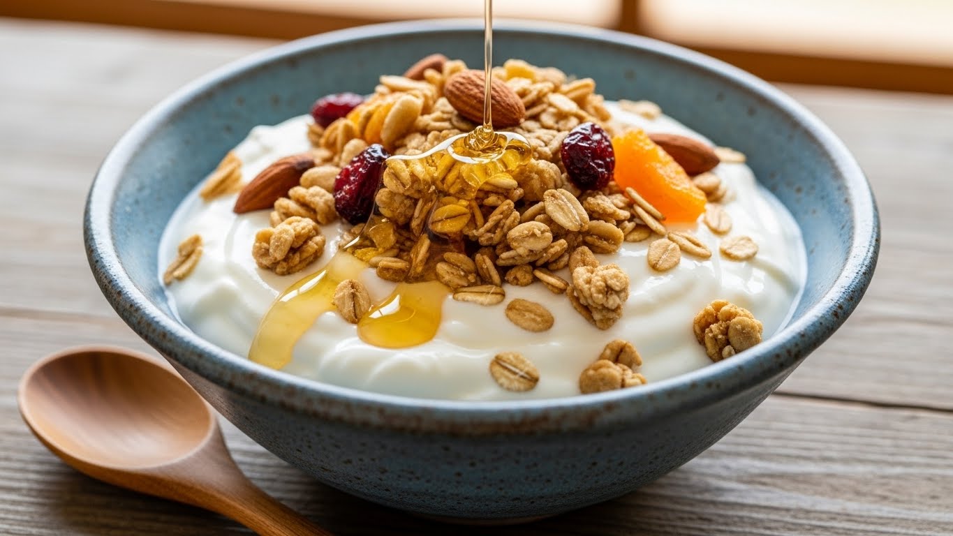 Iogurte Grego com Granola e Mel