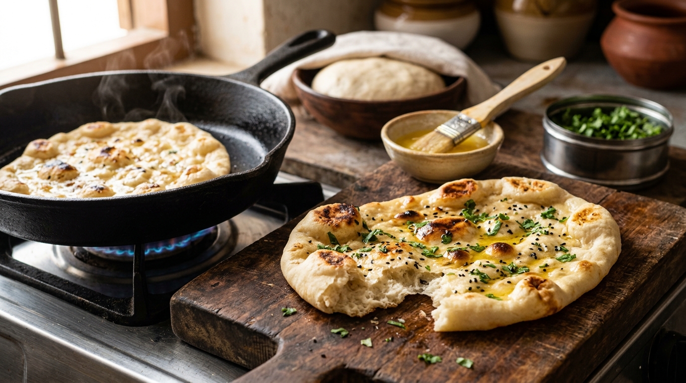 Pão Naan Indiano Tradicional: Receita Fofinho na Frigideira