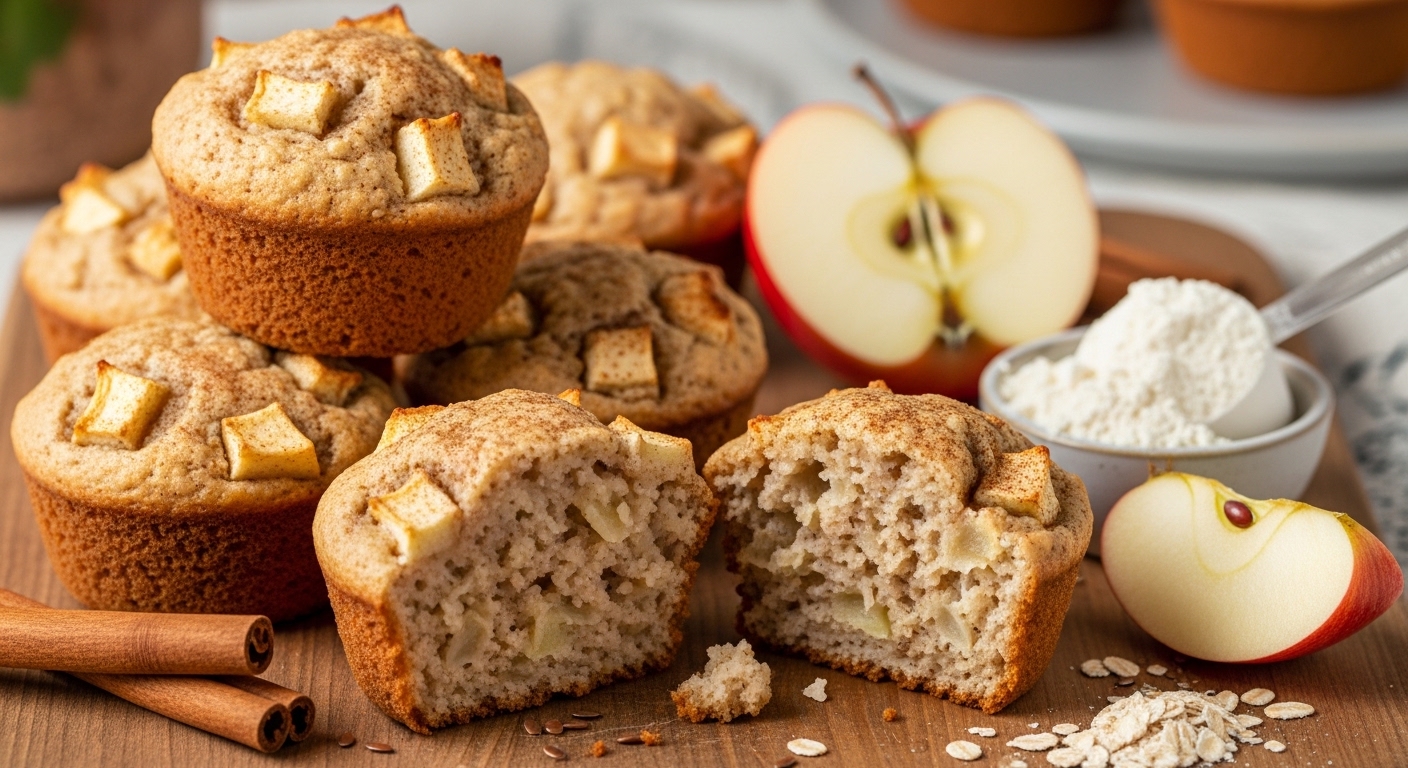 Muffins de Maçã e Whey (Lanche): Fibra e Proteína em Cada Mordida