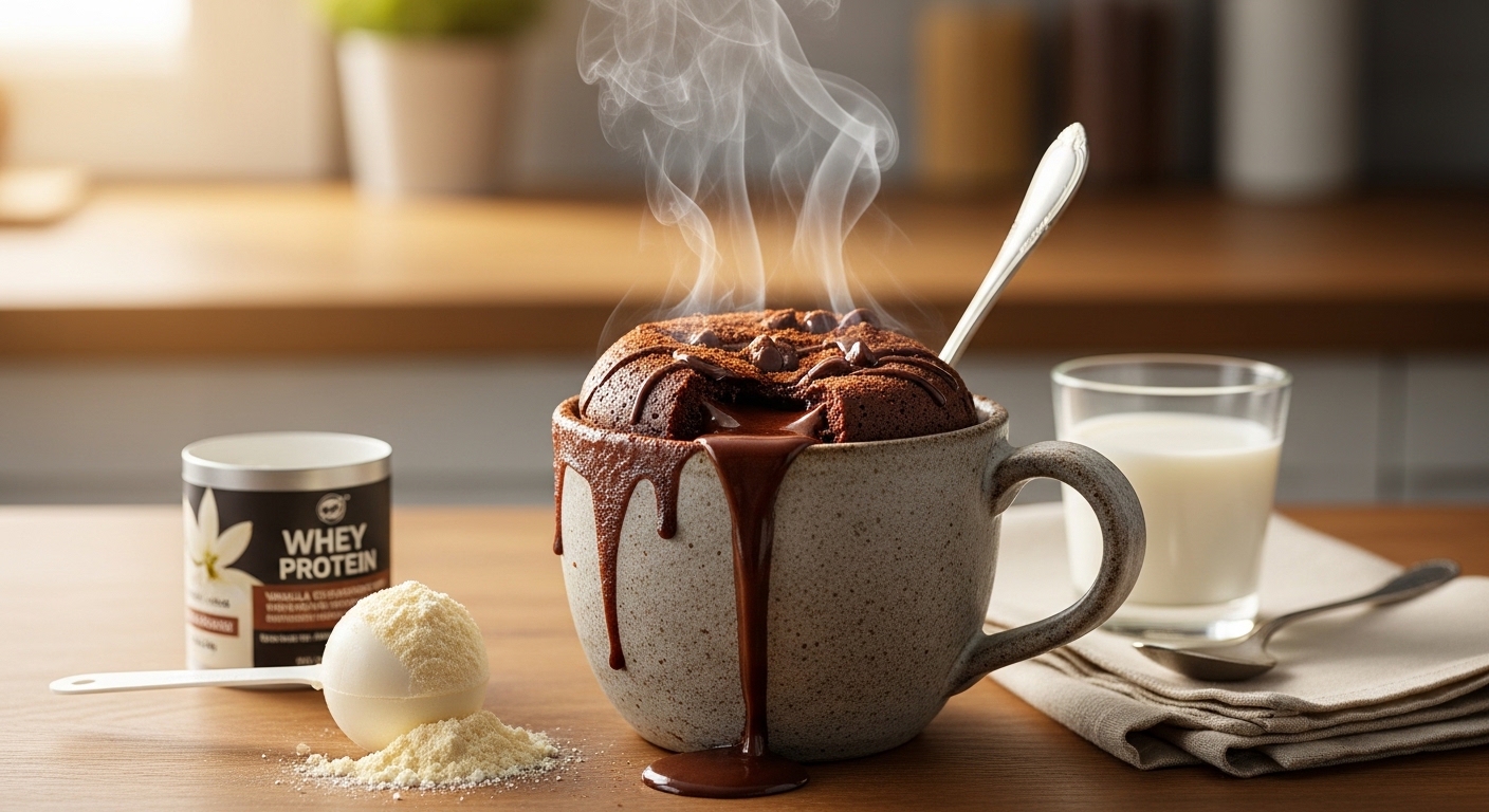 Bolo de Caneca de Chocolate e Whey (Lanche): Rápido e Proteico