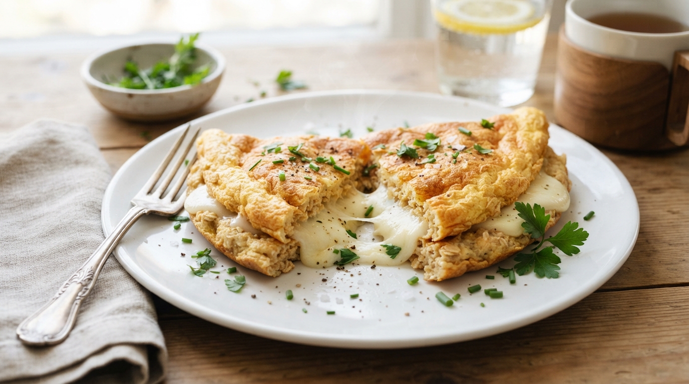 Omelete de aveia com queijo