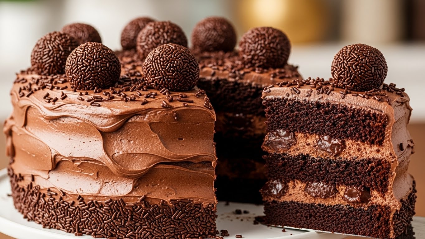 Bolo de Chocolate com Calda de Brigadeiro