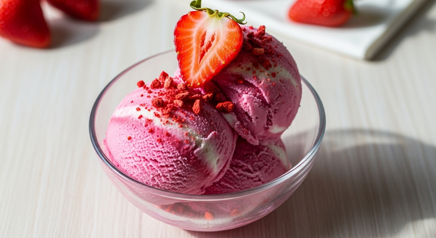 Sorvete de Morango e Whey (Lanche): Delícia Gelada e Proteica