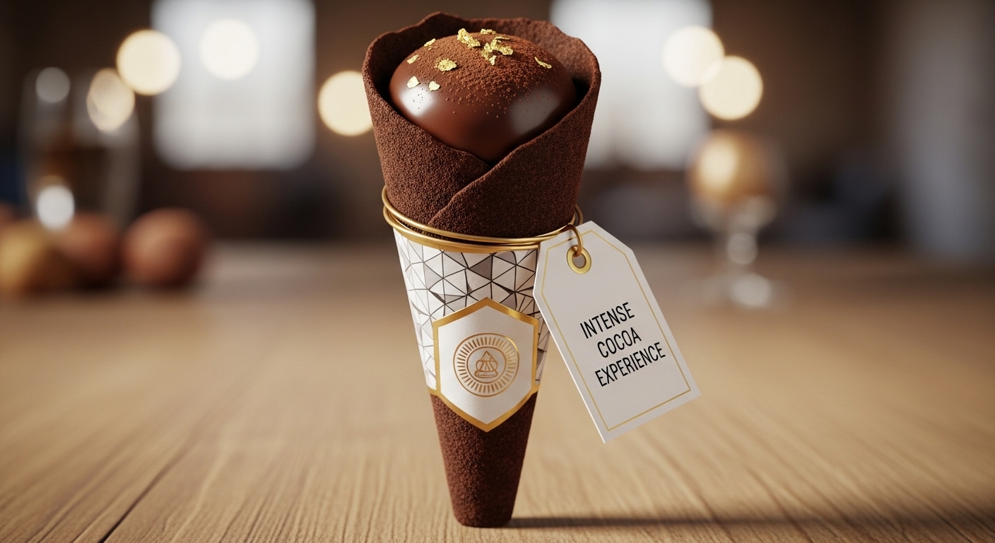 Cone Recheado de Trufa de Chocolate: Embalagem Criativa e Sabor Intenso