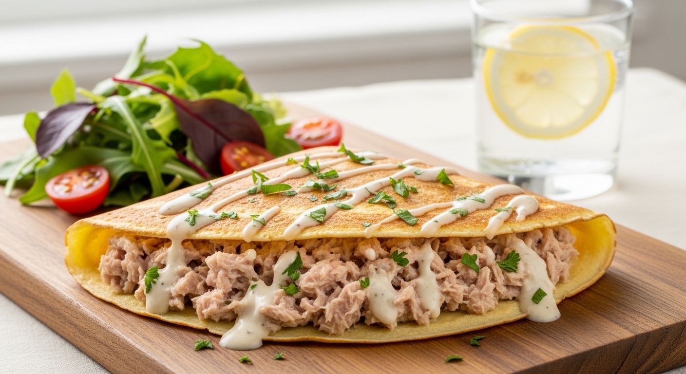 Crepioca Proteica de Atum e Whey (Pós-Treino): Refeição Rápida e Completa