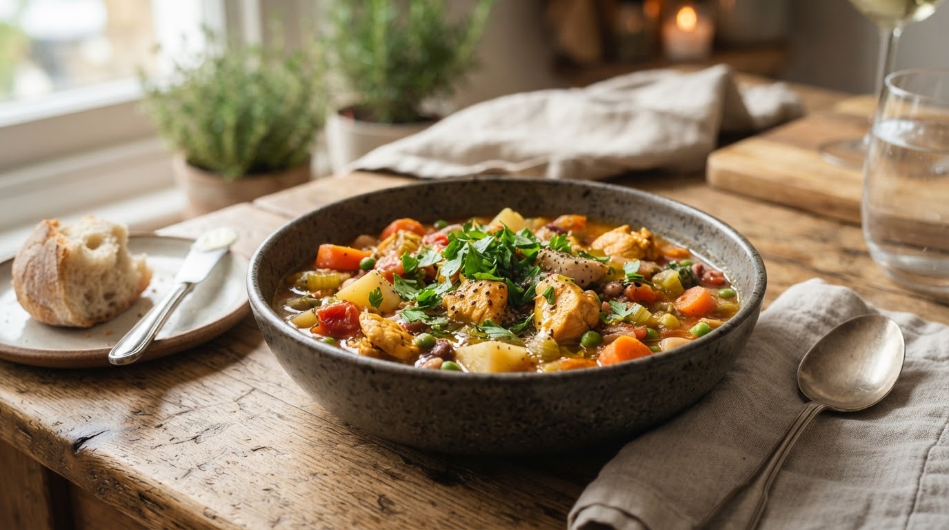 Sopa de legumes com frango