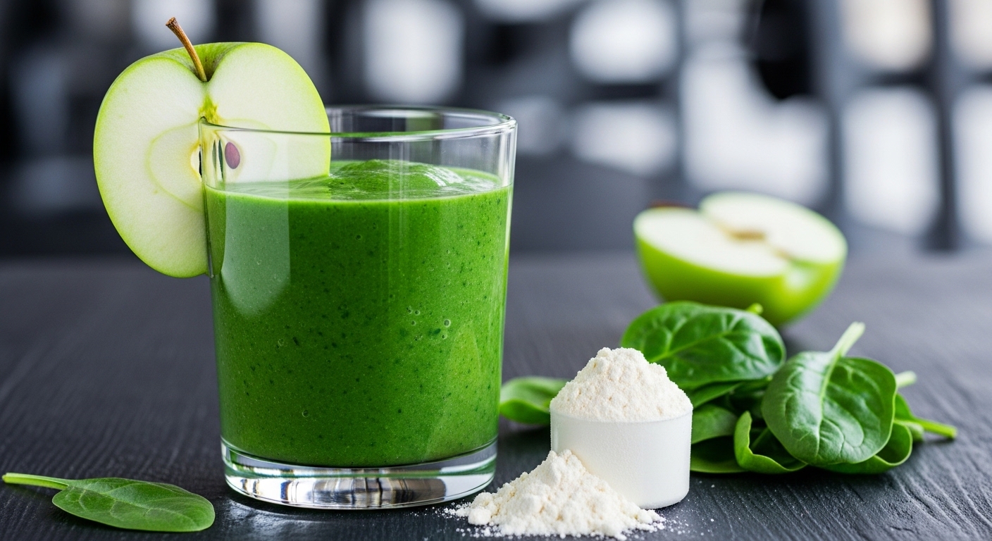 Smoothie de Espinafre, Maçã e Whey (Pré-Treino): Detox e Energia