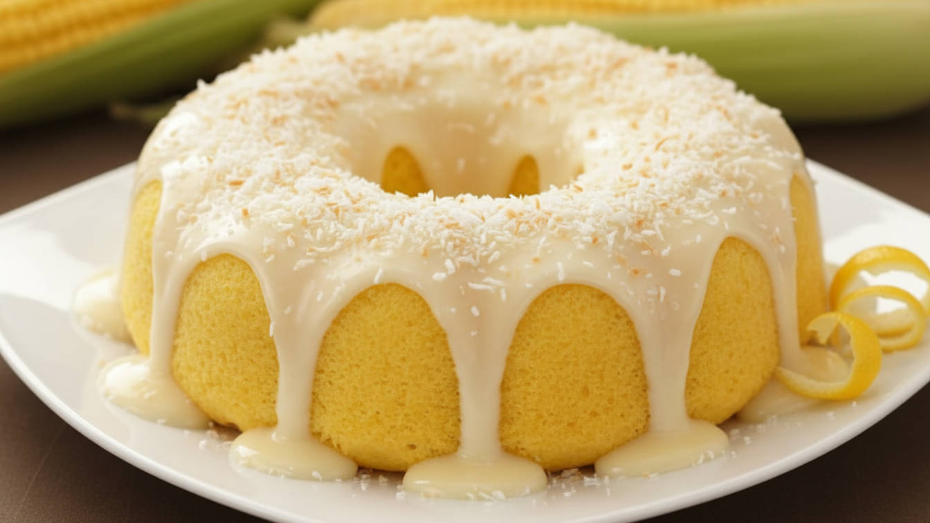 Bolo de Limão com Calda de Leite Condensado e Coco