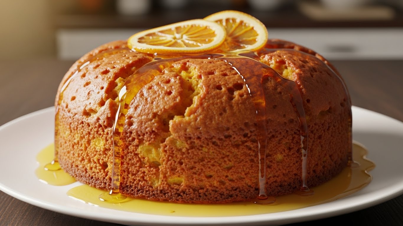 Bolo de Laranja com Calda de Açúcar