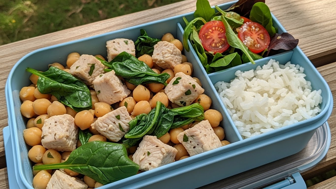 Grão de Bico com Frango em Cubos e Espinafre