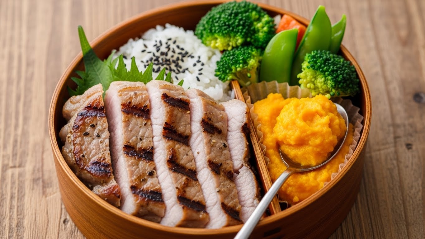 Lombo Suíno Grelhado com Purê de Abóbora Cabotiá