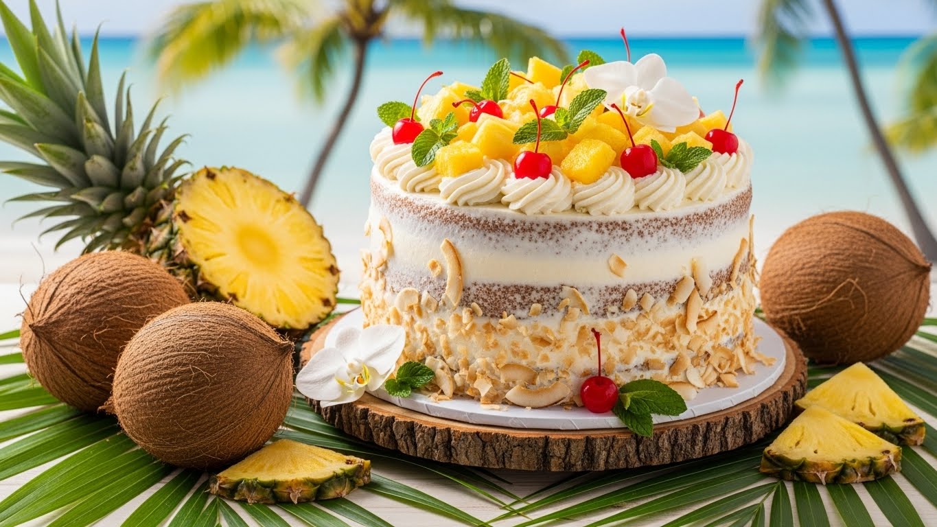 Bolo de Coco com Abacaxi (Tropical)