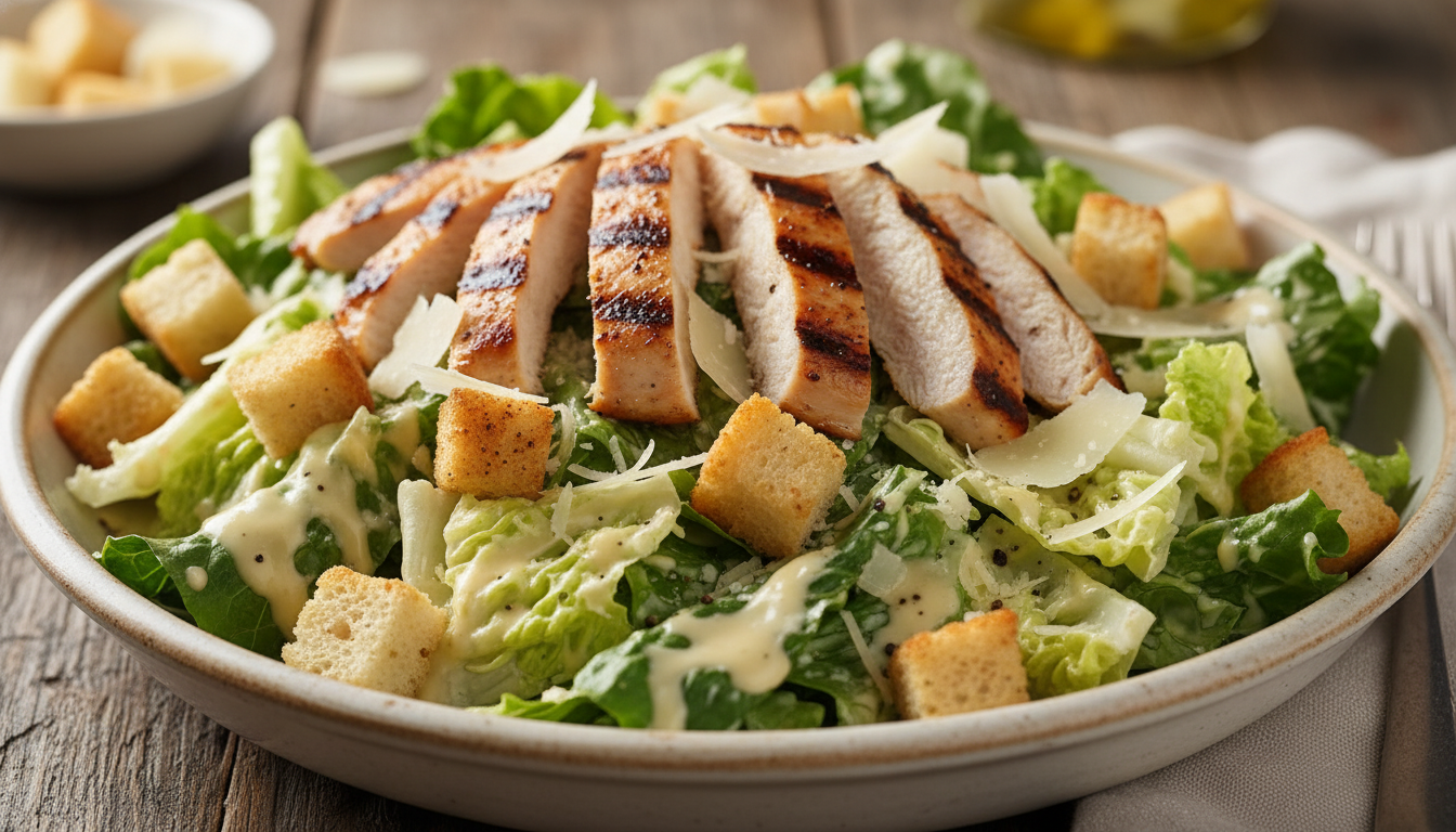 Salada Caesar Tradicional com Frango: Receita Cremosa Refrescante