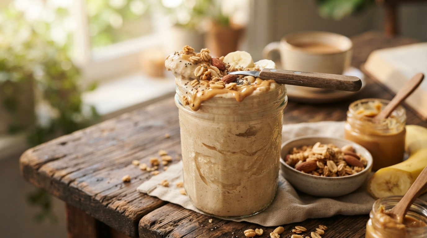 Vitamina hipercalórica de banana e amendoim