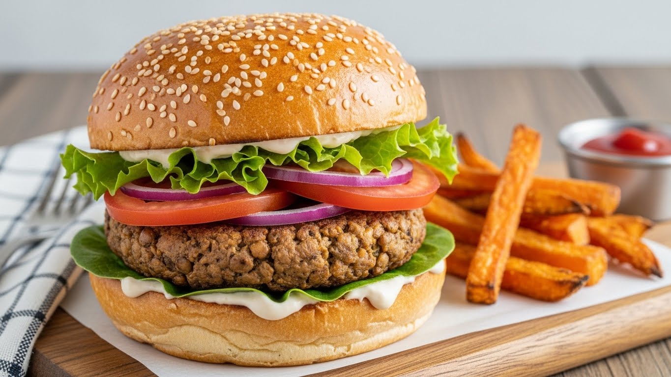 Hambúrguer de Lentilha Caseiro