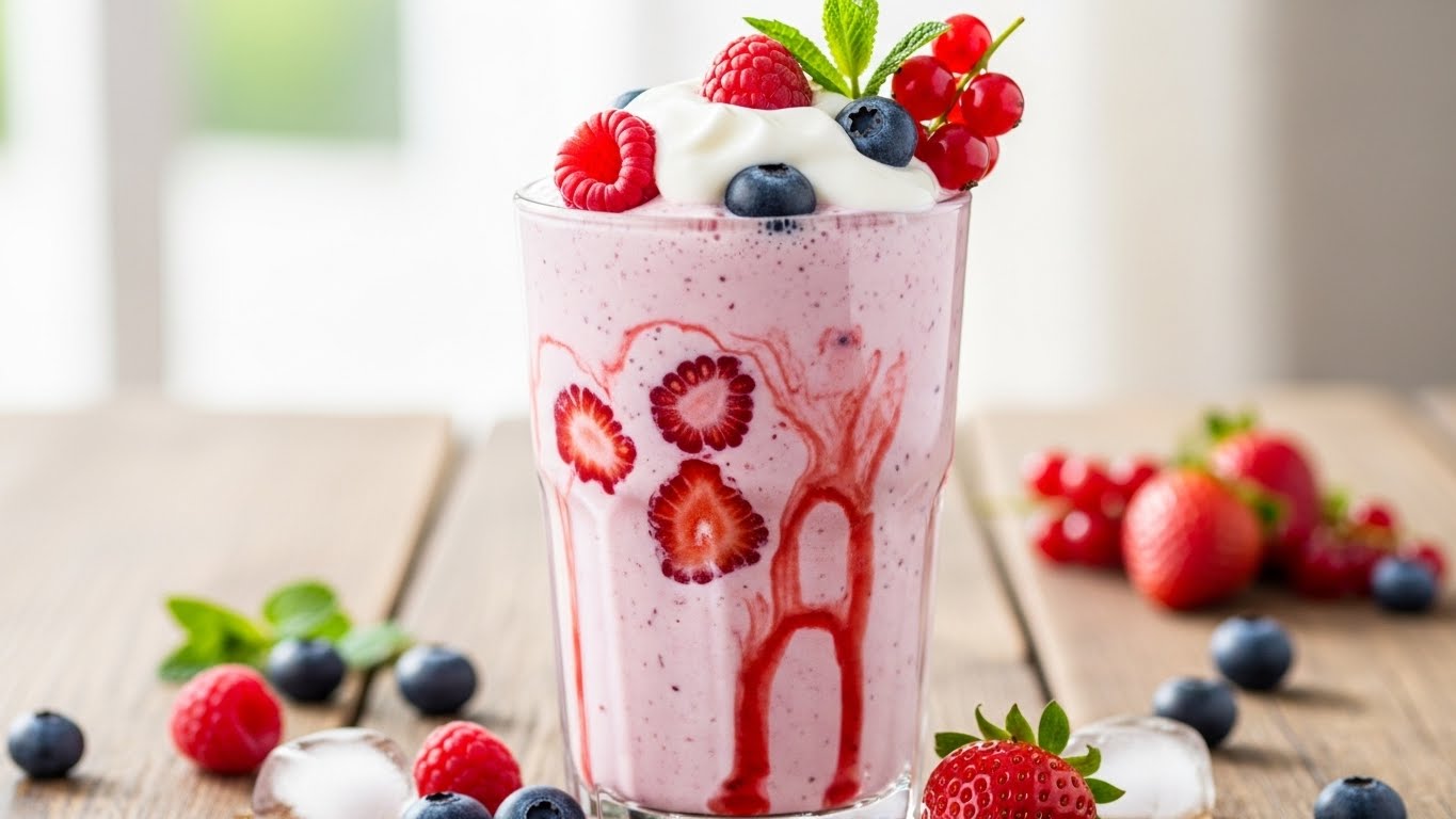 Shake de Whey com Frutas Vermelhas