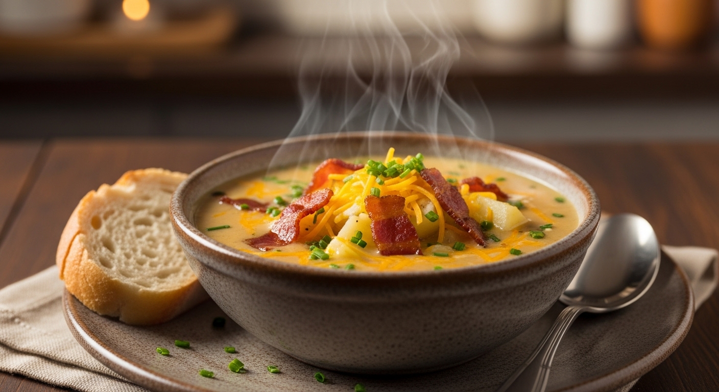 Sopa de Batata com Bacon e Cheddar