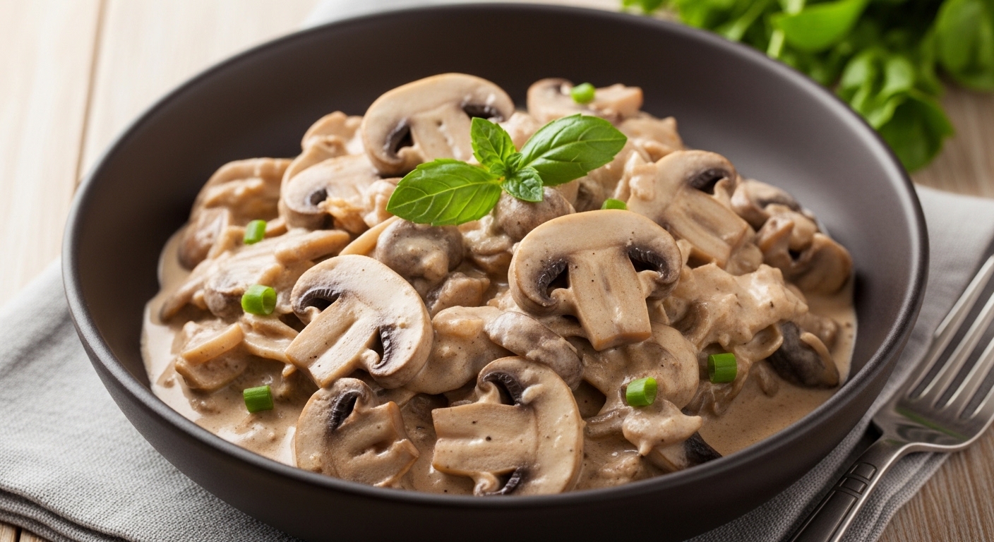 Strogonoff Vegano de Cogumelos: Receita Cremosa Saudável Sem Carne