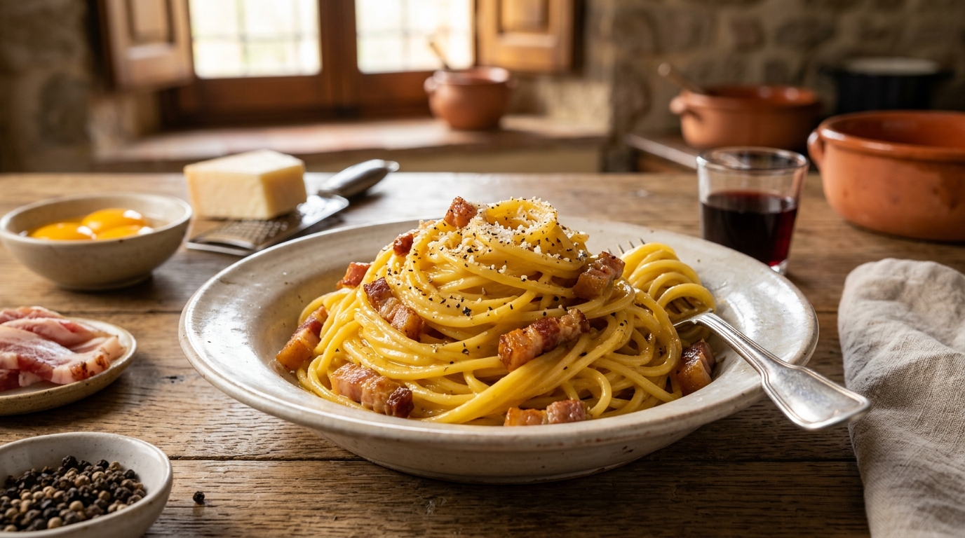 Espaguete Carbonara Italiano Tradicional: Receita Cremosa Autêntica
