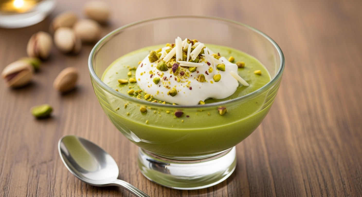 Pudim de Pistache de Textura Aveludada