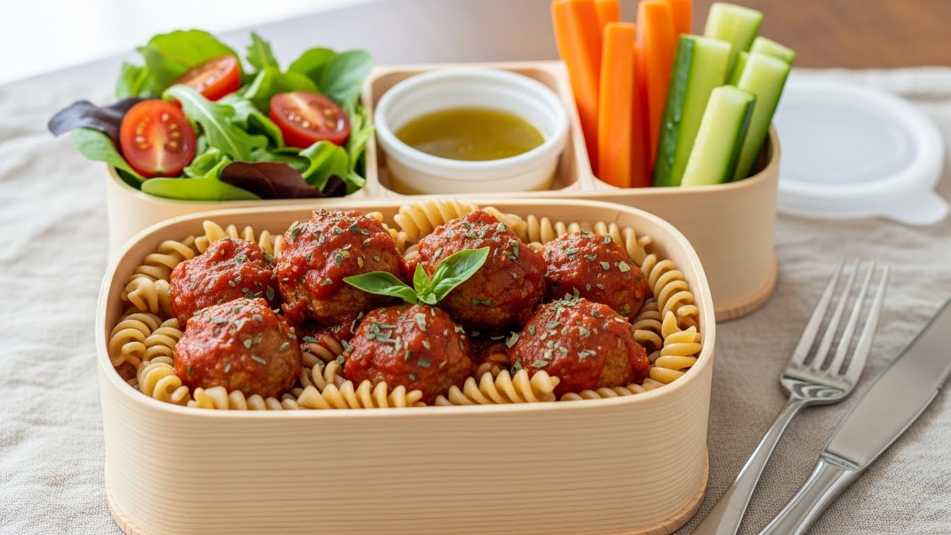 Macarrão Integral com Almôndegas de Frango e Molho Caseiro