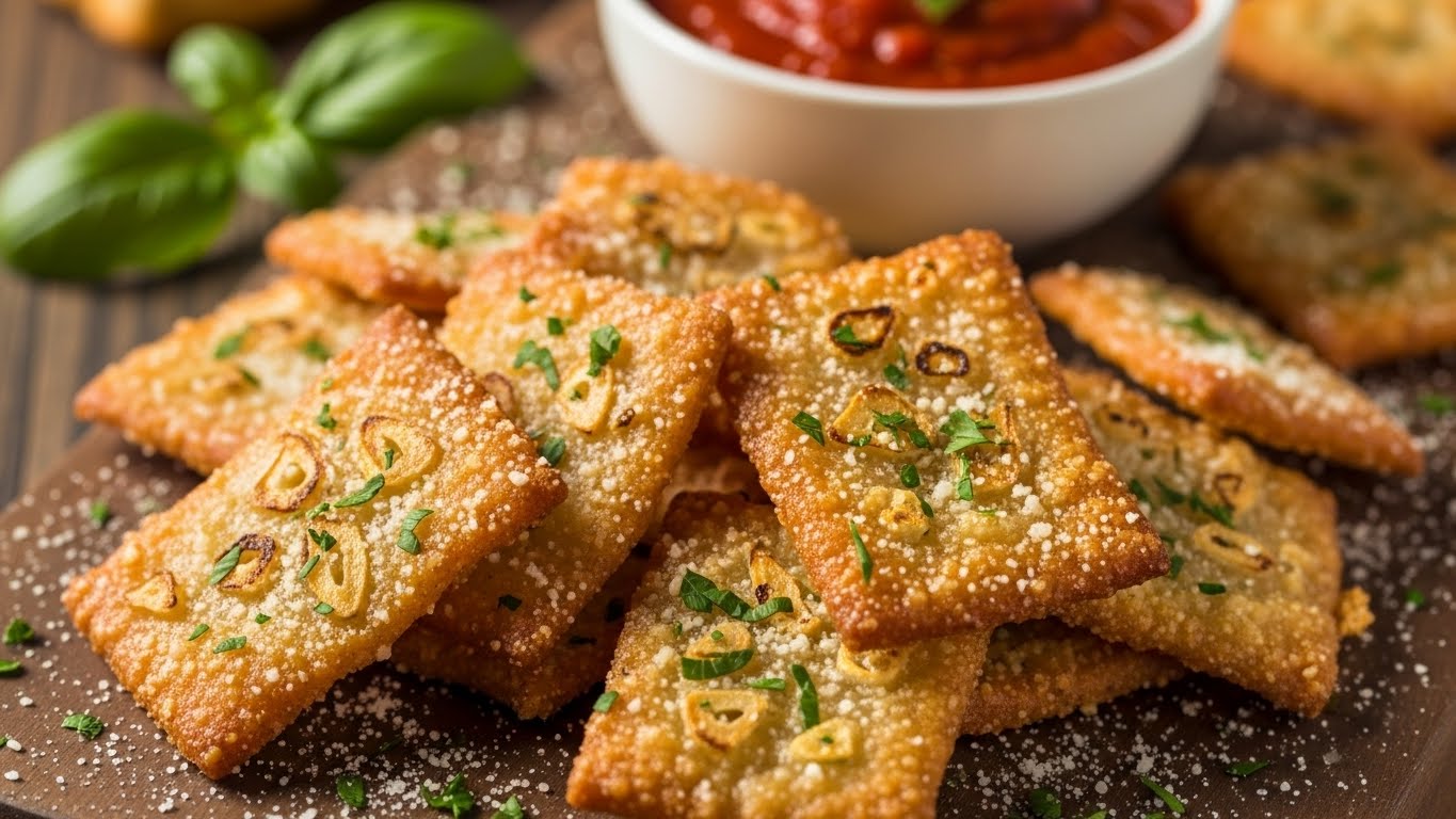 Petiscos Crocantes de Parmesão e Alho