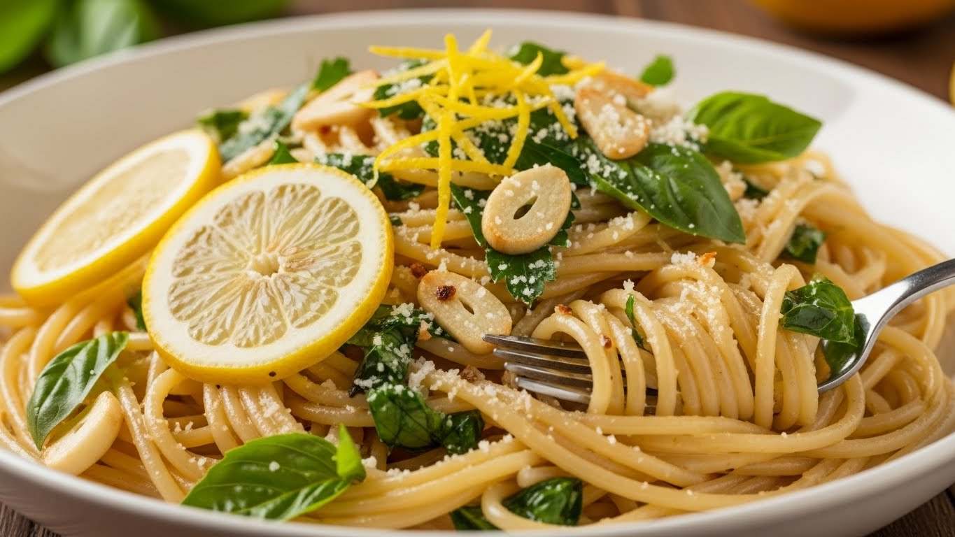 Espaguete Cremoso de Limão Siciliano e Alho (Sem Creme de Leite)