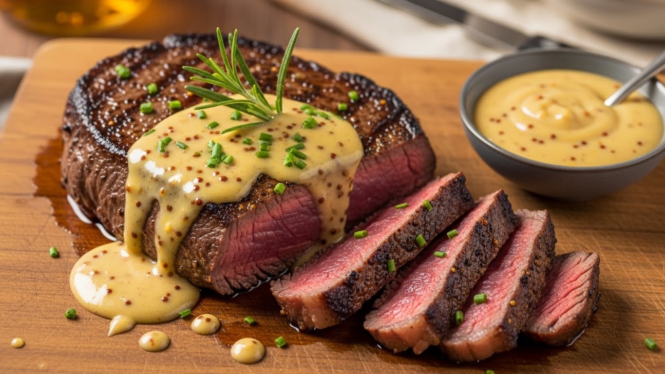 Bife Rápido ao Molho Cremoso de Mostarda e Mel