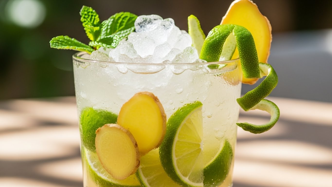 Caipirinha de Limão e Gengibre Sem Álcool