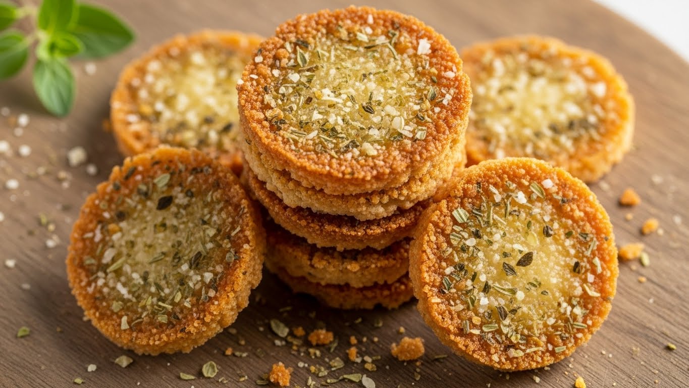 Mini Discos Crocantes de Parmesão e Orégano