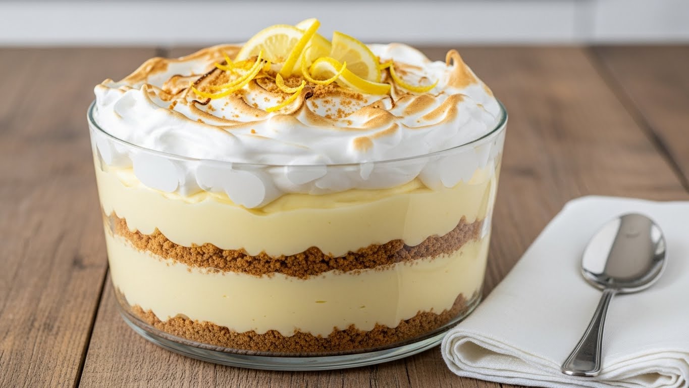 Suspiro de Limão Cremoso em Camadas (Sem Forno)