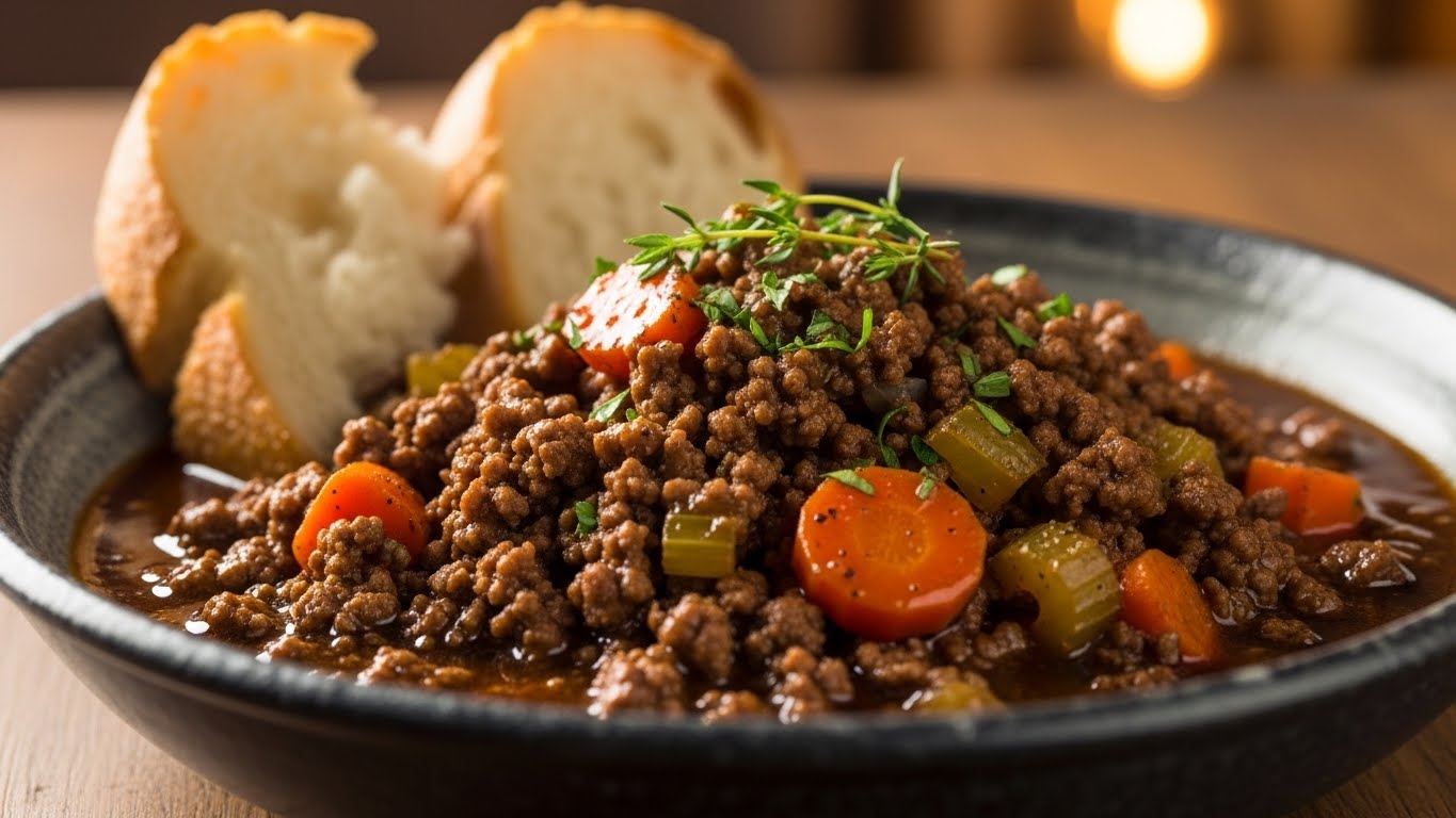 Carne Moída Rústica ao Molho de Cerveja Preta