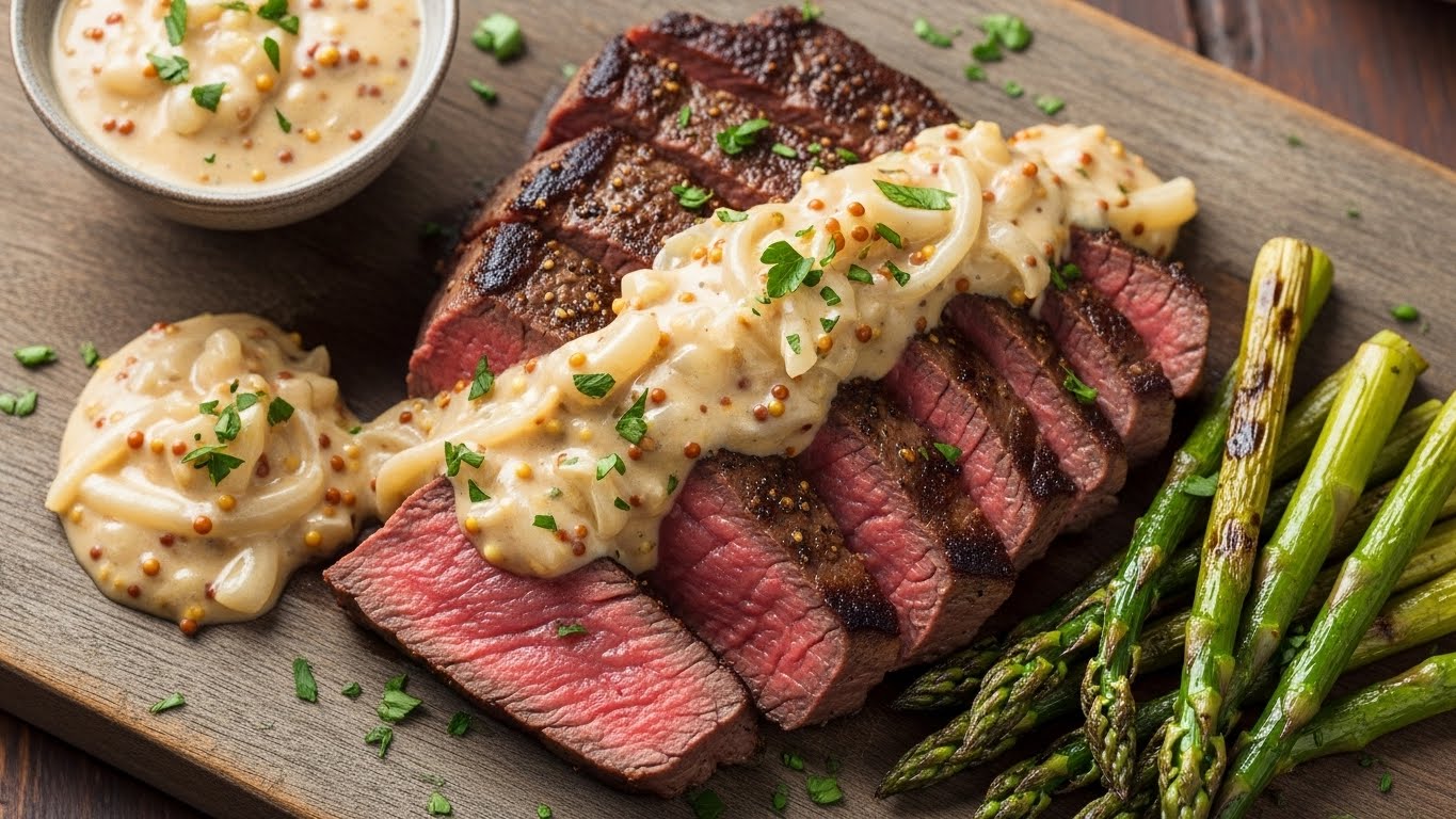 Bife Rápido ao Molho Cremoso de Cebola e Mostarda