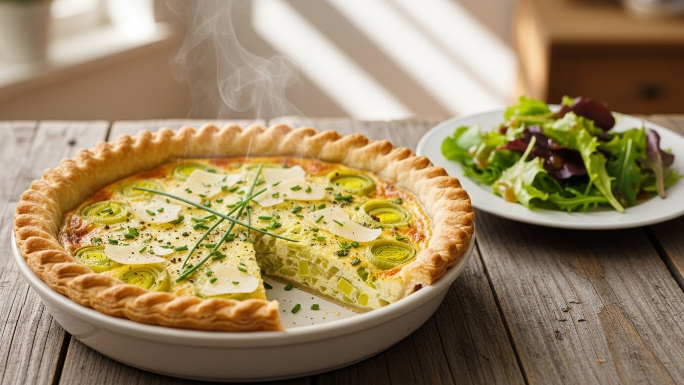 Quiche de Alho-Poró e Parmesão