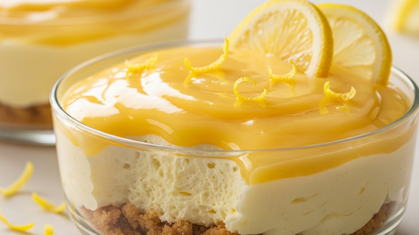 Taça Cremosa de Limão e Nuvens de Biscoito