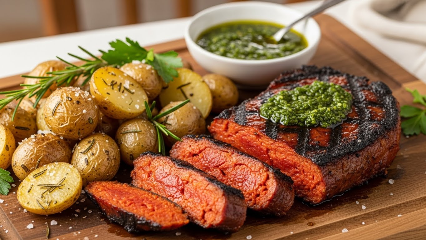 Bife de Chorizo com Batatas Rústicas
