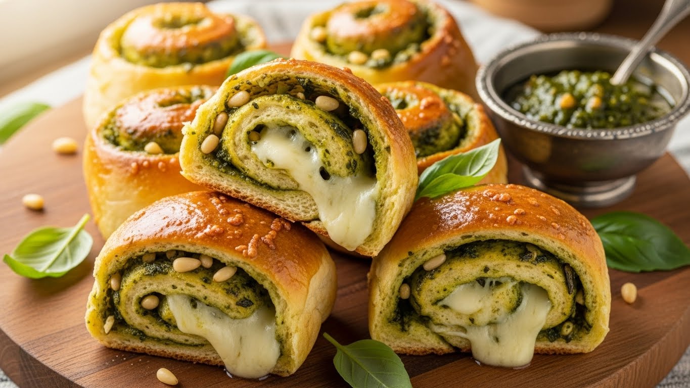 Rolinhos Dourados de Pesto e Queijo
