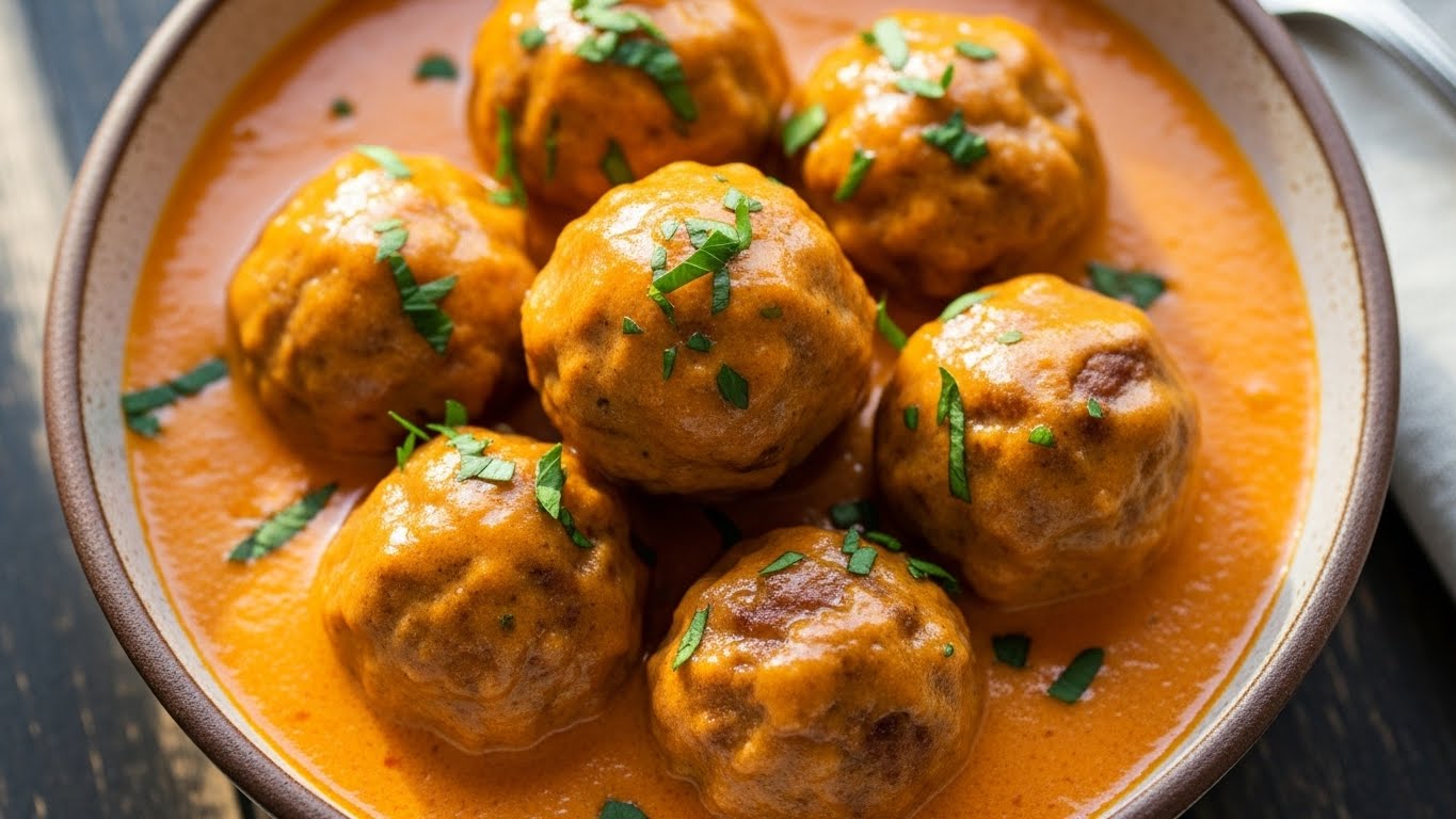 Almôndegas Assadas no Molho Cremoso de Páprica Defumada