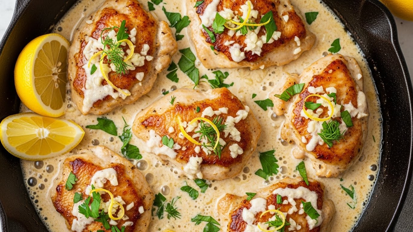 Frango Cremoso Rápido ao Molho de Limão e Alho