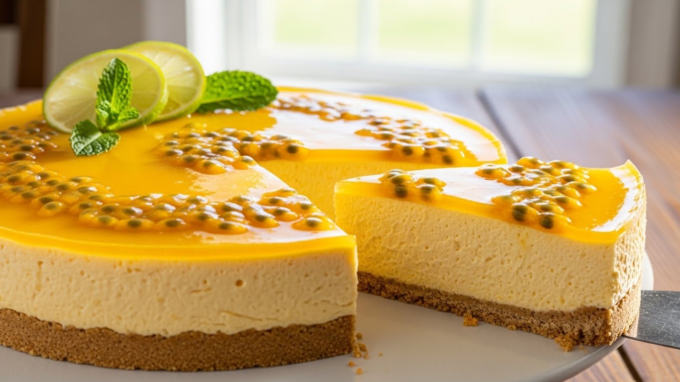 Torta Mousse de Maracujá Cremosa e Refrescante