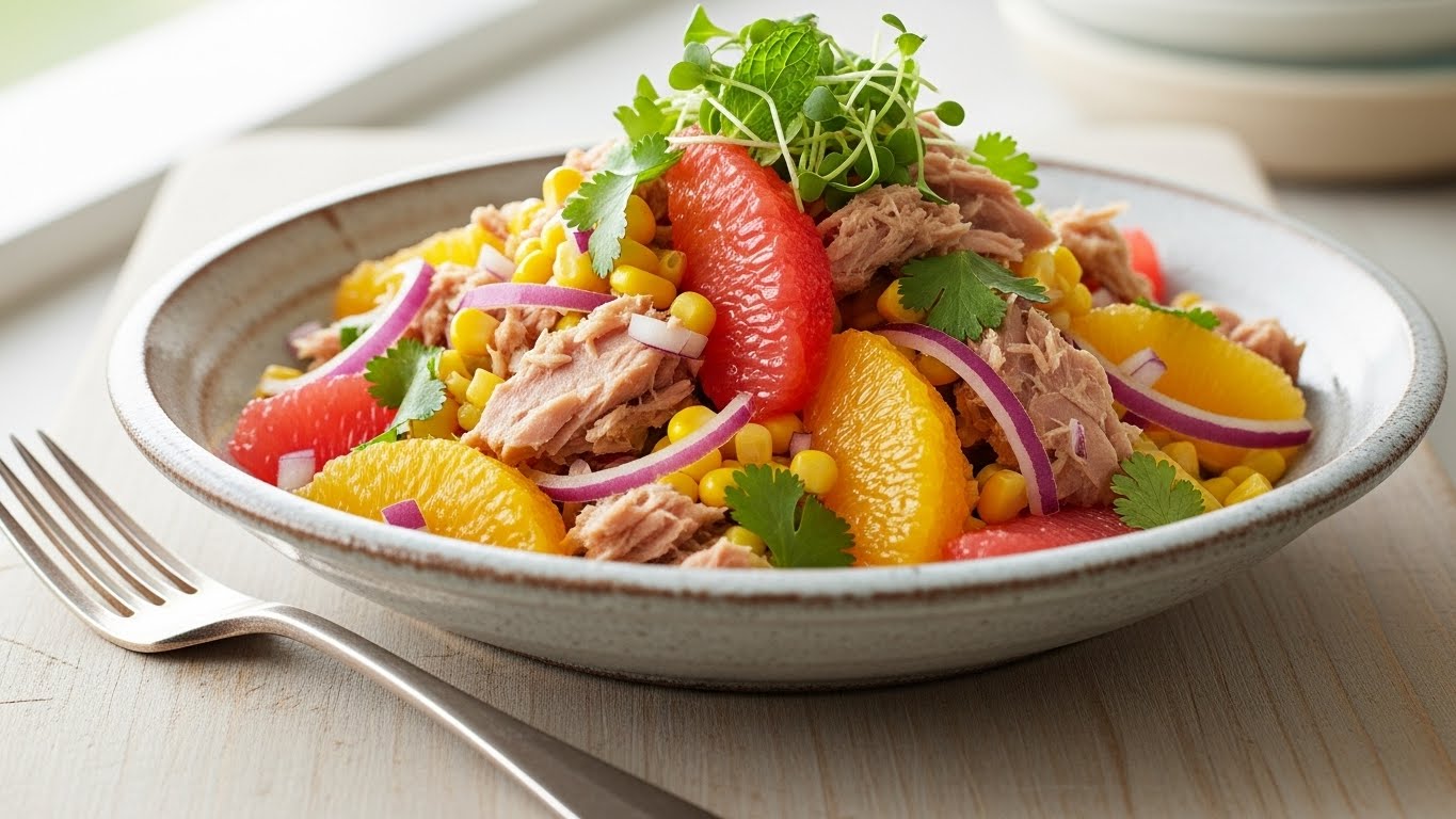 Salada Refrescante de Atum e Milho Cítrico