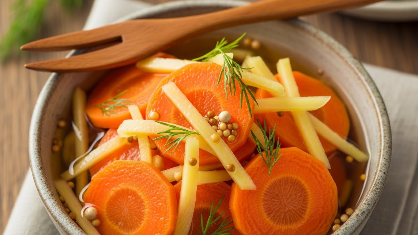 Picles de Cenoura e Gengibre Suave: O Toque Agridoce