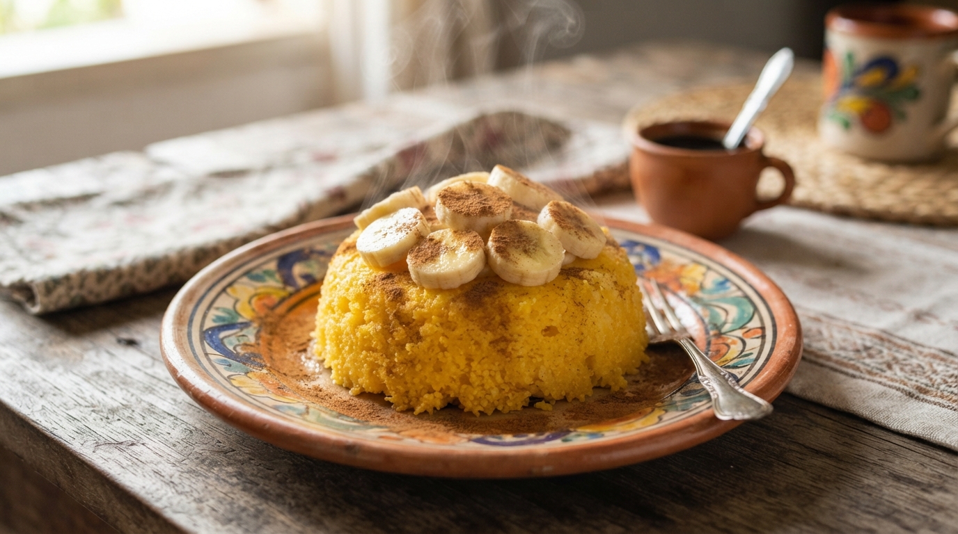 Cuscuz com banana e canela