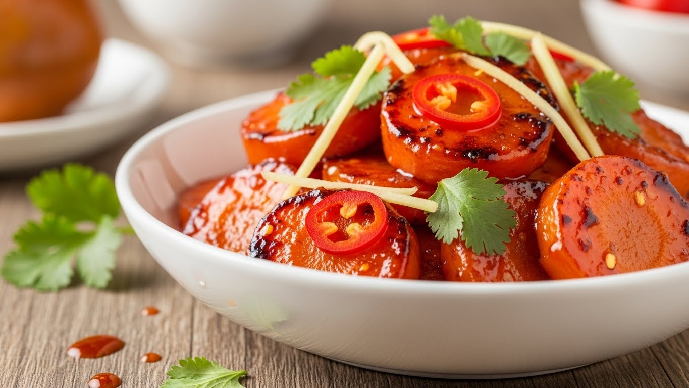 Cenouras Agridoce Picantes com Toque de Gengibre