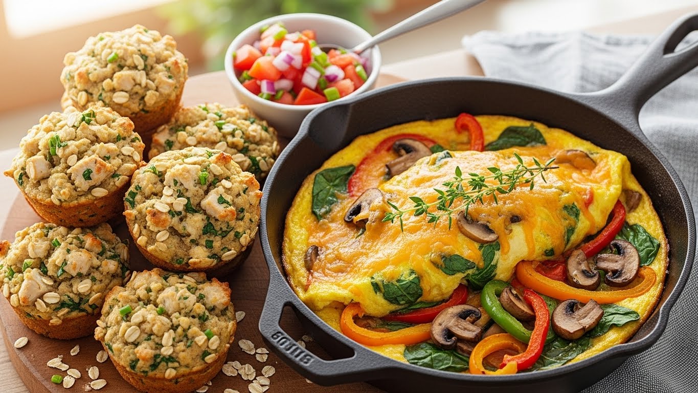 Omelete de Forno Turbinado: Muffins Proteicos de Frango e Aveia