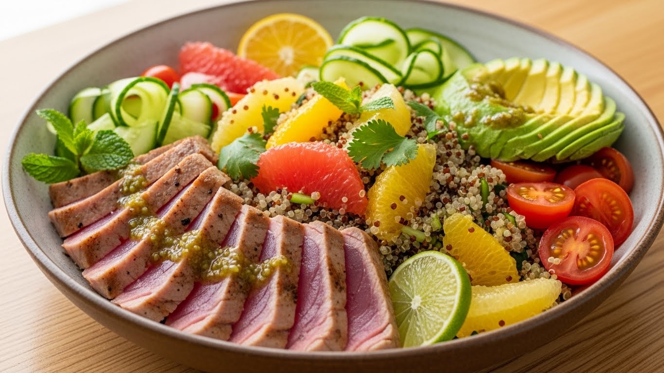 Explosão Proteica: Bowl de Atum e Quinoa Cítrico