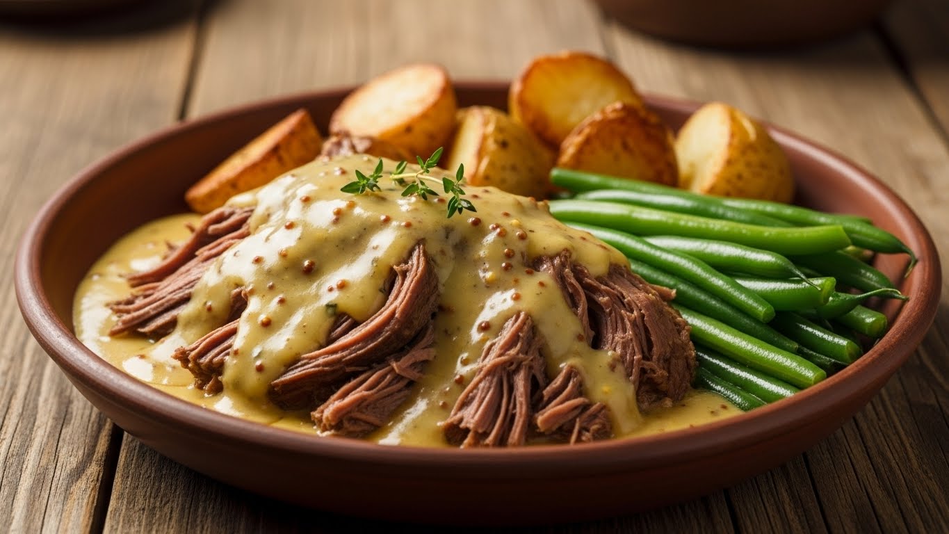 Bife Acebolado Cremoso ao Molho de Mostarda e Alho
